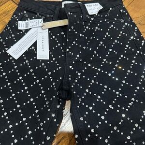 Topshop Black Straight Jeans with Silver Studs